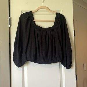 Free People Black Square Neck Top: XS